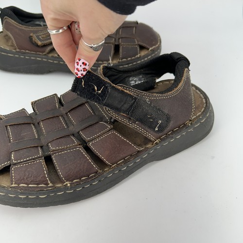 Thom McAn Shoes Mens Size 10 Poron4000 Brown Fisherman Sandals Comfort Leather - Picture 11 of 14