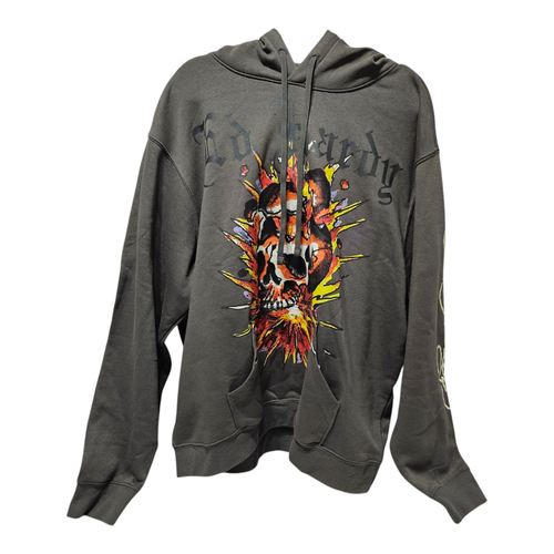Ed Hardy Pullover Hoodie Mens- Snake and Dagger - Grey- XXL - Picture 1 of 8