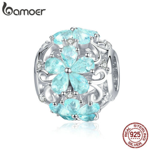 BAMOER Christmas S925 silver charms elegant snowflake with AAA CZ Fit bracelet - Afbeelding 1 van 10