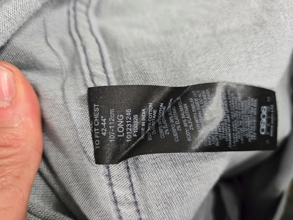 ASOS Design Pearl Snap Shirt Adult XL Tall Grey Western Casual Men Stretch Fit - Image 3 of 4