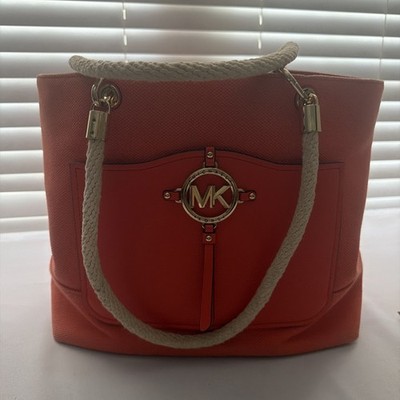 Michael Kor s Amy Large Orange Handbag With Rope Handles