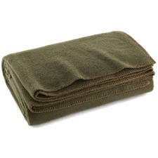 Extra-Large 66" x 90" Olive Drab Wool Blanket - Warmth for Camping & Emergencies