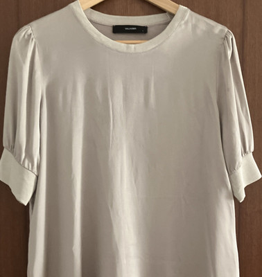 Hallhuber Damen T-Shirt Beige/Silber L Rundhalsausschnitt Kurzarm Basic