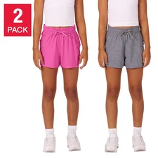 NEW Soybu Girls Shorts Pink Gray Grey 2-Pack Elastic Waist UPF 50+ Pockets LARGE