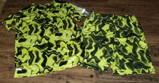 Athletic Works Lot Yellow Black Wavy Core Tee Shirt Shorts L 10-12