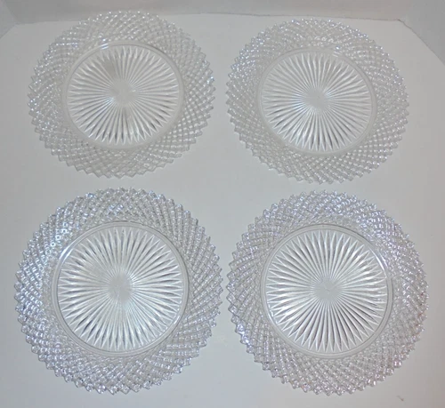 Vintage Anchor Hocking Miss America 8 1/2" Clear Lunch Plates   Set of 4