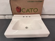 Cato White Caribe Jazmin 4" Faucet Centers Wall Mount Lavatory Sink 15035010100