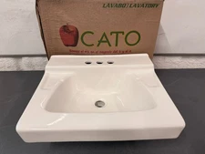 Cato White Caribe Jazmin 4" Faucet Centers Wall Mount Lavatory Sink 15035010100