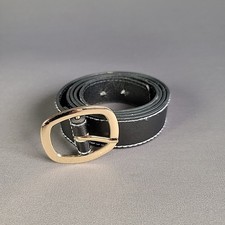 Women's Leather Belts for Jeans Belt Length 43" black gold Toned Buckle