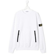 Stone Island Teen Junior Sweatshirt Size 14 White Zip Pocket Logo Patch Designer