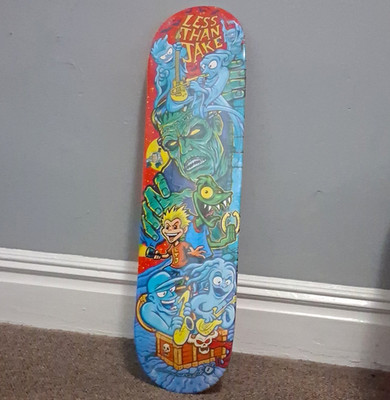 Less Than Jake Music Theme Graphic Skateboard Deck - Red Bottom