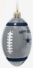 Forever Collectibles Silver Football Shaped Dallas Cowboys Christmas Ornament