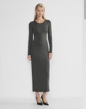 Aritzia contour Gray Maxi Dress Pullover Long Sleeve Round Neck Size S