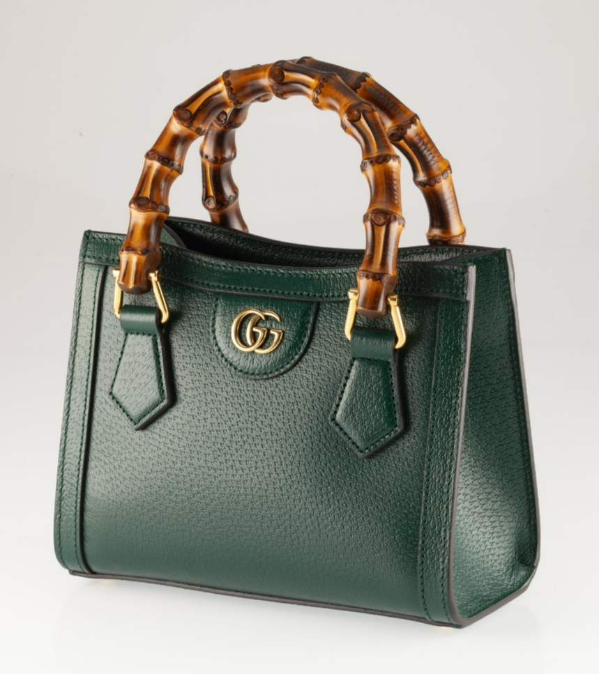 Gucci Mini Diana Green Leather Tote Bag with Bamboo Handles Box
