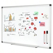 36x24 Magnetic Whiteboard Silver Aluminum Frame Dry Erase Board Wall Mount Kit