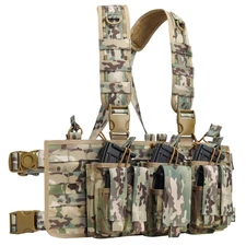 Chest Rig with Removable Mag Pouches Customizable MOLLE Panel Modular Gear Ca...