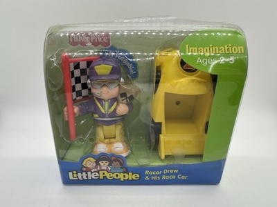 Fisher-Price Little People Racer Drew and His Race Car Poseable New In Box