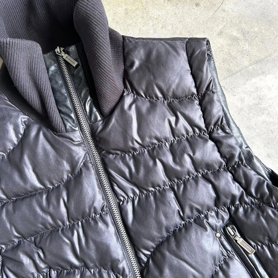 Chaleco acolchado negro Express para mujer mezcla de plumón de cuero sintético mediano Foto 4 de 4