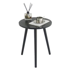 Round End Table Black Side Small Accent Modern Living Room Decor 19.5 H x 16 D