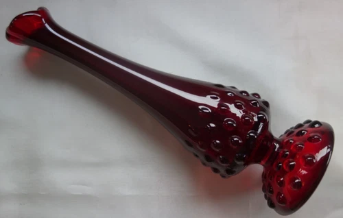 FENTON~MINT+PERF"RUBY RED"HOBNAIL"8"VASE~70s~VINTAGE~GLASS+A$4 SHP SPEC
