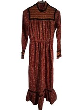 Vintage Prairie Dress X Small Peasant Maxi Nostalgia Gypsy 70's Romantic Hippie