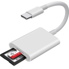 USB C SD Card Reader, WNXSLOAD Adapter with 2 Slots to USB-C, White