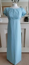 Vintage 60s Blue Bridesmaid Dress Empire Line Maxi by Emenson