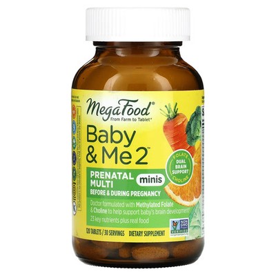2 X MegaFood, Baby & Me 2, Prenatal Multi Minis, 120 Tablets-Worldwide