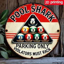 Vintage Pool Shark Tin Metal Sign Wall Sign Retro Art with 8x8