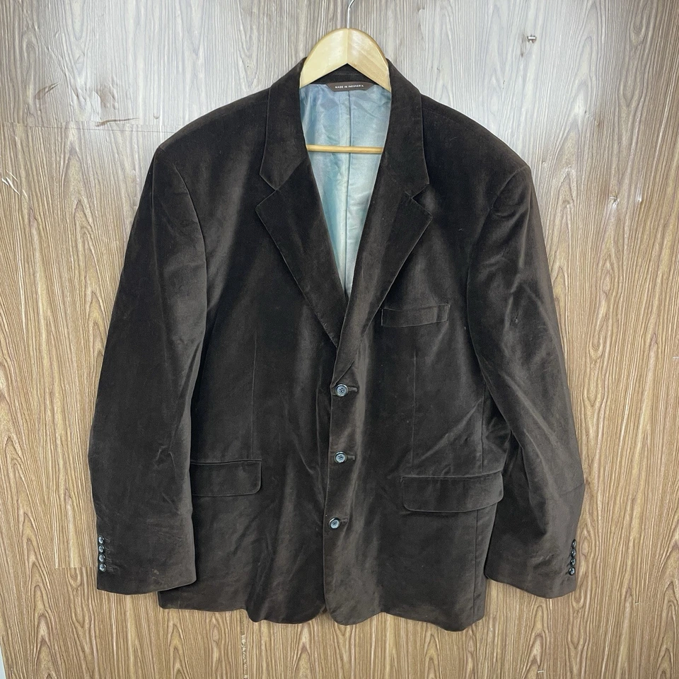 Abrigo deportivo Merona para hombre 48R marrón liso suave texturizado 100 % algodón tres botones Foto 2 de 4