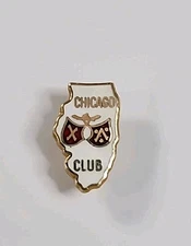 Chicago Club Tie Tack w/ Chain & Bar Members Only Private Club RARE 1/10 10K