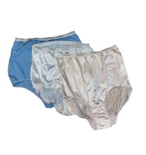 Vtg 3 Venezia Panties Sz 8 XL Satin White Blue Ivory Pink Cotton Nylon Hi rise