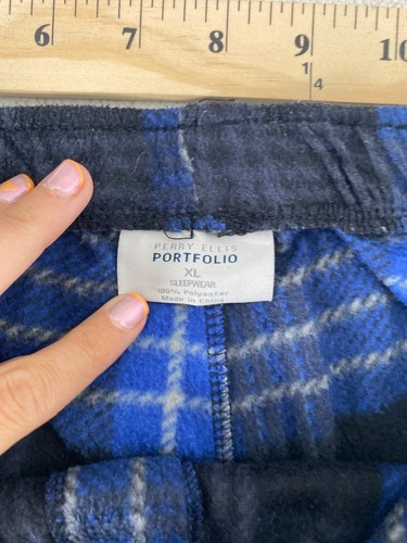 Perry Ellis Portfolio Sleepwear Pajama Pants Mens XL Blue Plaid Elastic Waist - 第 8/8 張圖片