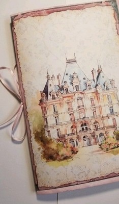 Junk Journal Booklet ''FRENCH CHATEAU'' Handmade Marie Antoinette 5.5''x8.5''  40pg