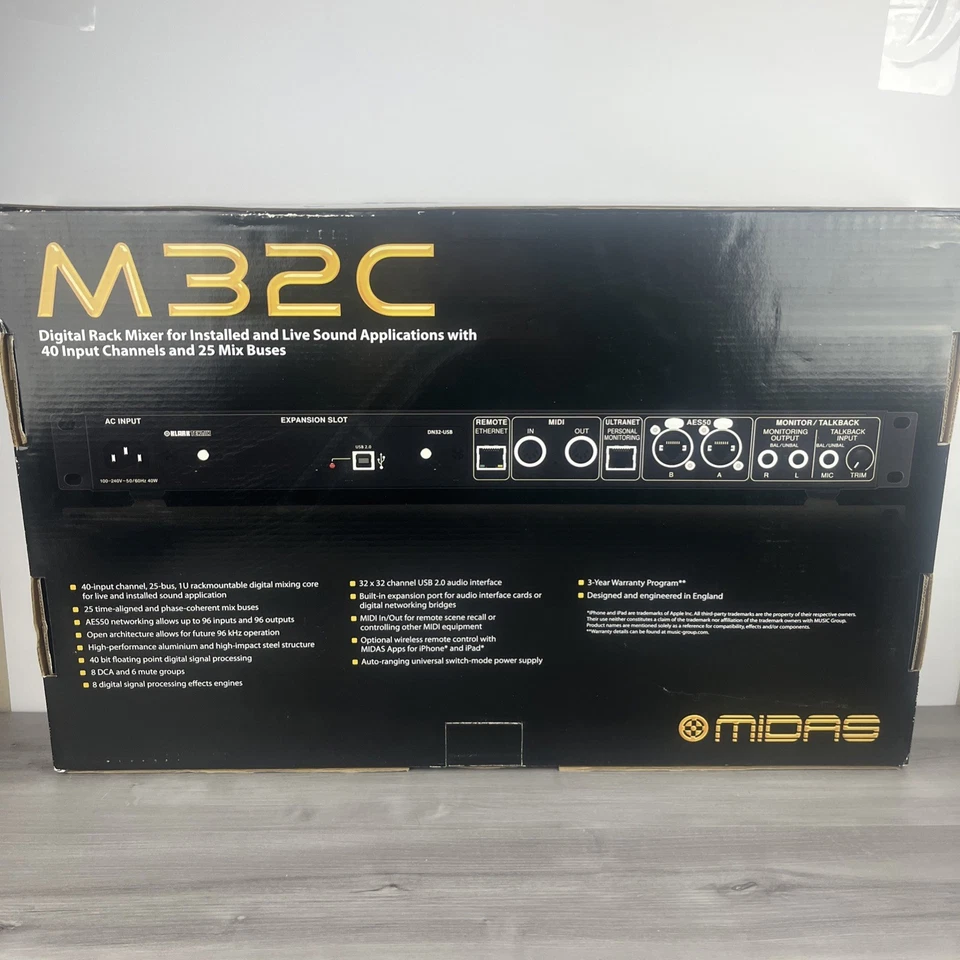 MIDAS M32C Digital Audio Rack Mixer 40 Channel 25 Bus 32x32 USB Interface - Image 2 of 4