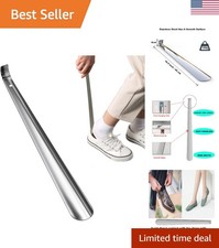 Portable 16.5" Long Handle Stainless Steel Shoe Horn for Seniors  Travelers