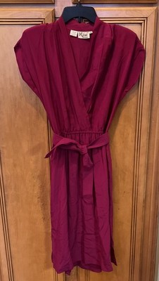 VTG Ann Tjian For Kenar Dress Womens 10 Fuschia Pink Silk Career Business 80s