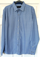 Men  s House Of Lords Blue Geometric Pattern Long Sleeve Shirt Large