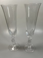 Igor Carl Fabergé Pair Of Frosted Champagne Flutes Kissing Doves Design