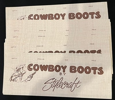 12 - 1950'S ERA COWBOY BOOTS BY STYLECRAFT BOX LABELS