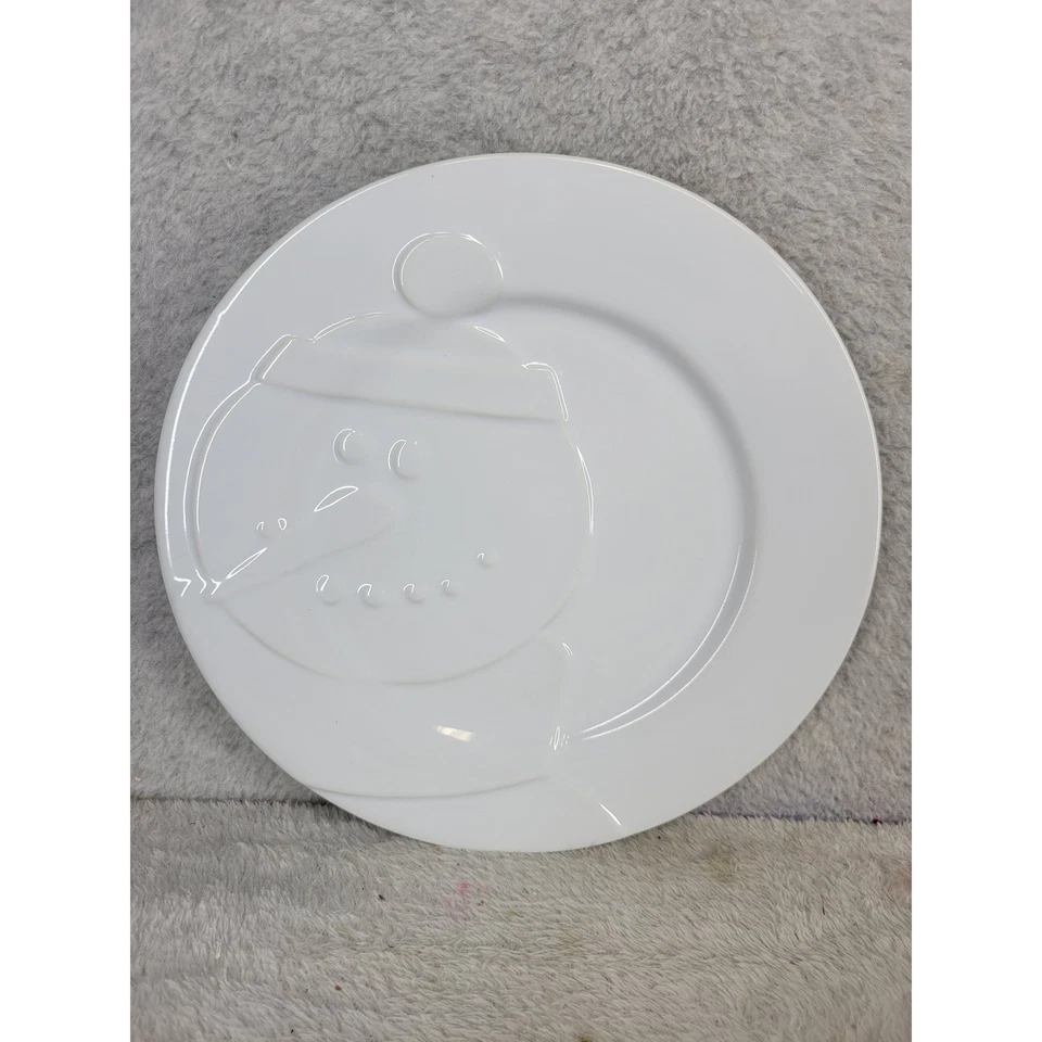 The Cellar White Ceramic Snowman 9" Dinner Plates Set of 4 Christmas Holiday - Image 2 of 4