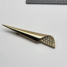 Vintage Signed JJ Rhinestone Brooch pin elegant geometric regal scepter 