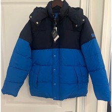 Gap boys winter puffer jacket Sz. XXL navy blue hood NWT