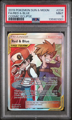 PSA 9 Red & Blue #234 2019 Pokemon Sun & Moon Cosmic Eclipse