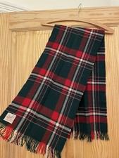 SAMMY Vintage racing Green Check Wool Scarf.  48” x 11” Classic All Wool