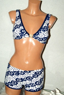 VINTAGE Mädchen Bikini vorgeformte Büste d`blau-weiß SAMMLERSTÜCK neu 176 / S - Bild 1 von 4