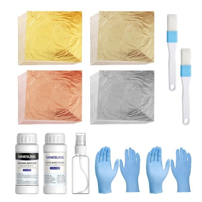 Gold Leaf Kit | Gold Leaf Adhesive Set | 100ml Water Based Adhesive and 100ml...