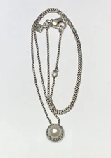 David Yurman Sterling Silver Petite Chatelaine Pearl Necklace