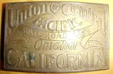 Union Central Rail Road Lines" "Heavy Brass" Belt Buckle >Bay State Jewelry