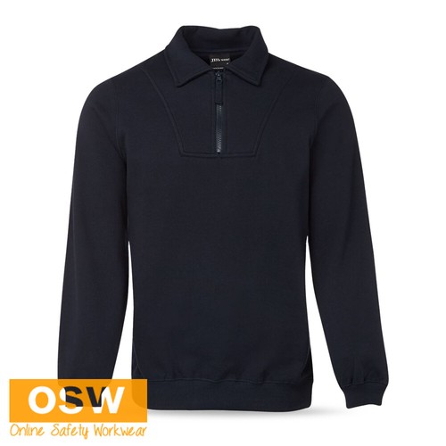 Mens Cotton Rich 1/2 Zip Fleecy Sweat - Black Navy Graphite Marle Charcoal Marle - Picture 6 of 14